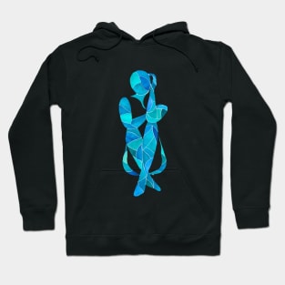 Woman in shades of blue Hoodie